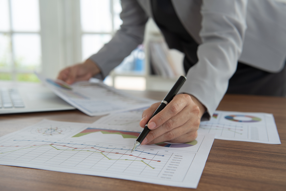 A businessman working on financial restructuring.