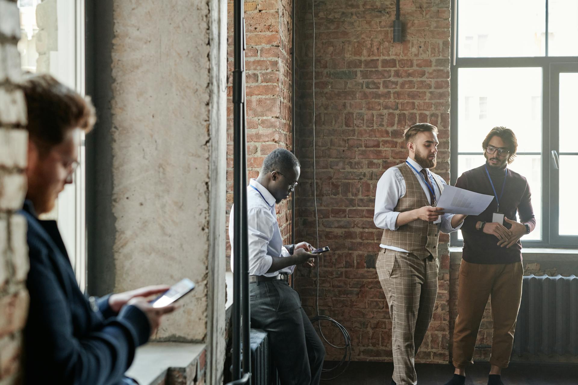 A group of men in a business meeting.