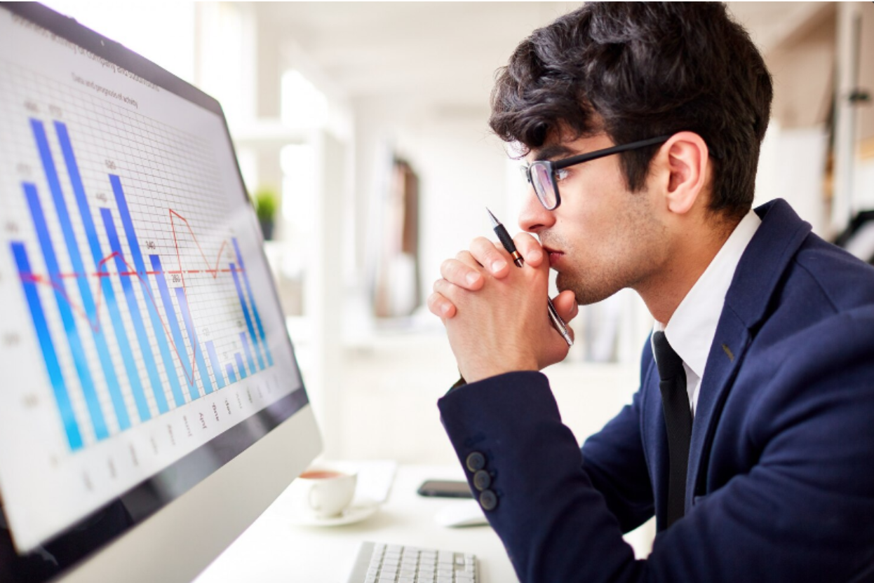 Business owner looking at the company’s financial statements.