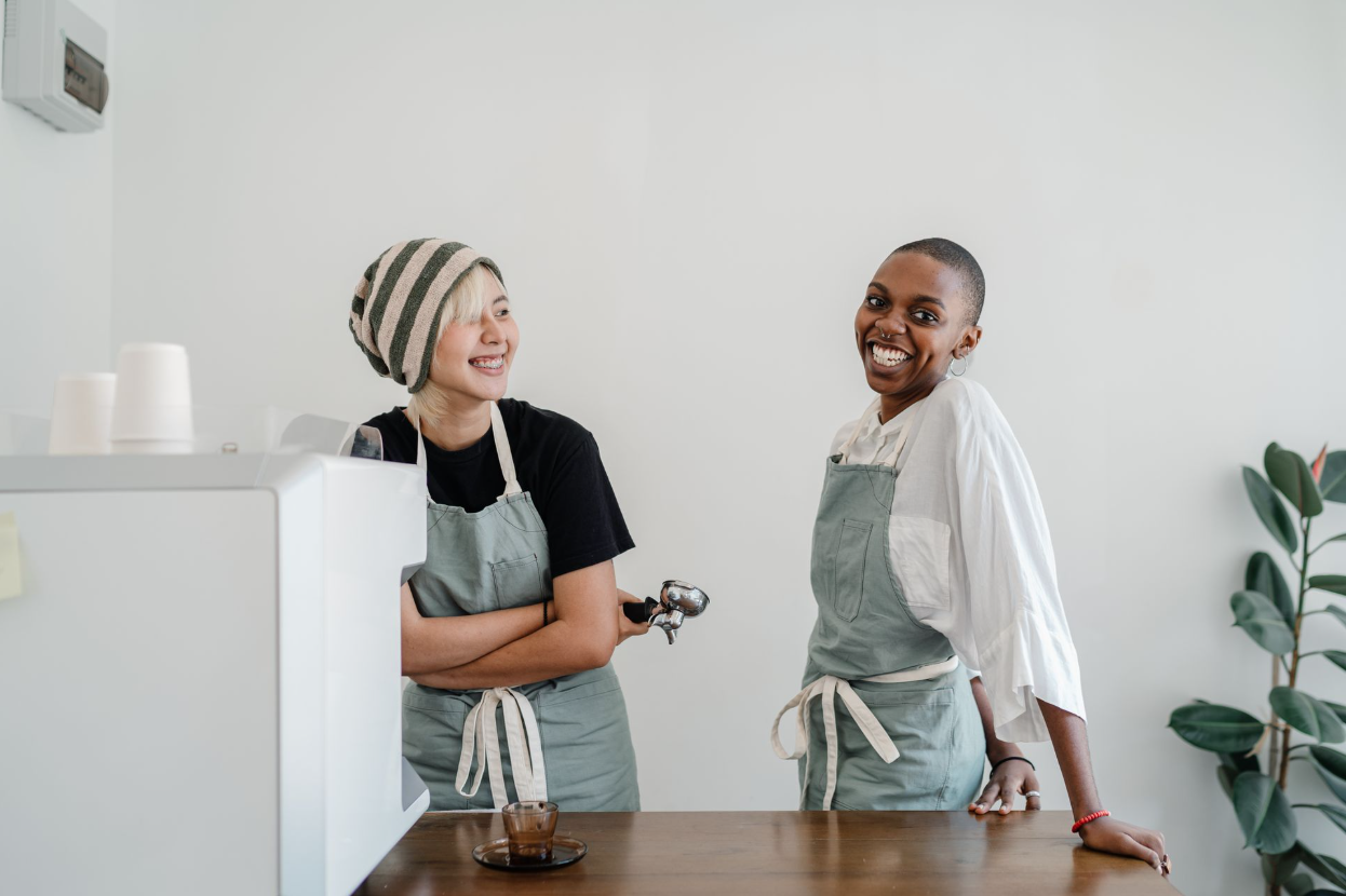 Two businesswomen at their workplace.